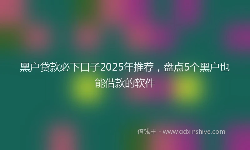 黑户贷款必下口子2025年推荐，盘点5个黑户也能借款的软件