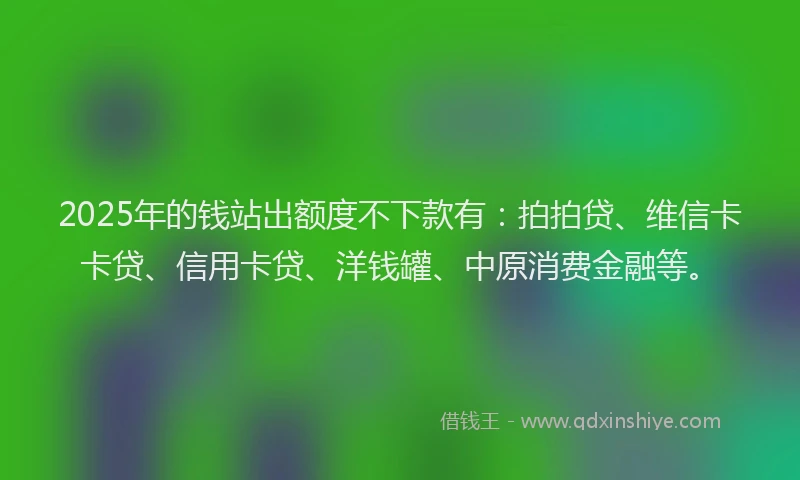 2025年的钱站出额度不下款有：拍拍贷、维信卡卡贷、信用卡贷、洋钱罐、中原消费金融等。