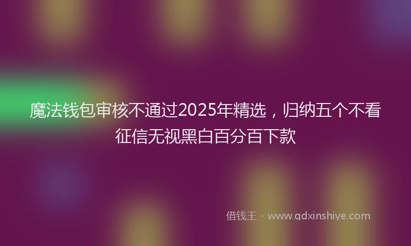 魔法钱包审核不通过2025年精选，归纳五个不看征信无视黑白百分百下款