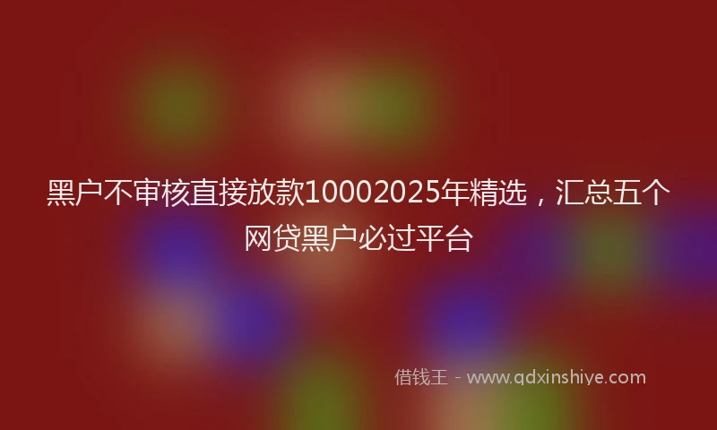 黑户不审核直接放款10002025年精选，汇总五个网贷黑户必过平台