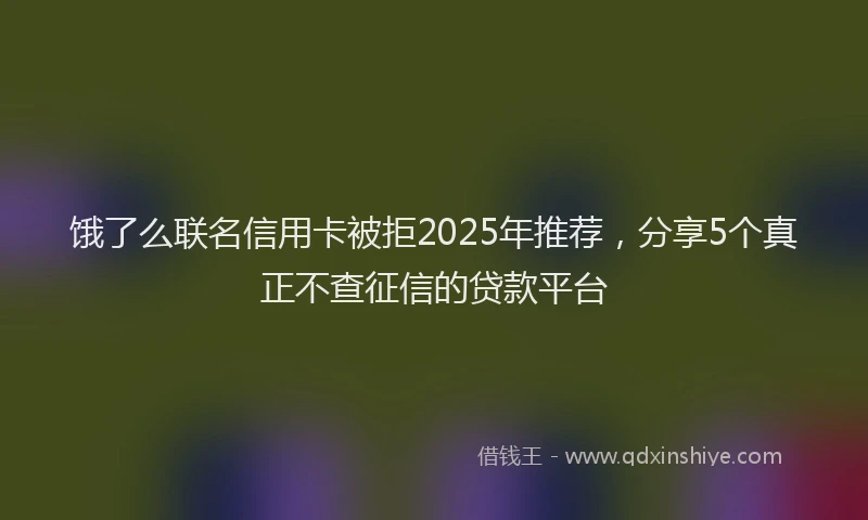 饿了么联名信用卡被拒2025年推荐，分享5个真正不查征信的贷款平台