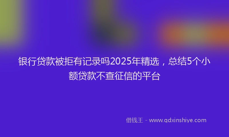 银行贷款被拒有记录吗2025年精选，总结5个小额贷款不查征信的平台
