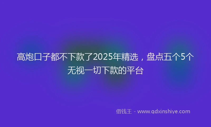 高炮口子都不下款了2025年精选，盘点五个5个无视一切下款的平台