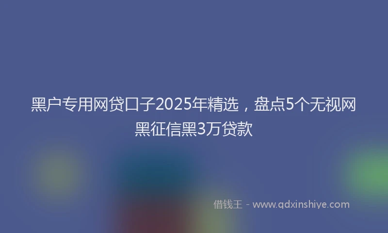黑户专用网贷口子2025年精选，盘点5个无视网黑征信黑3万贷款