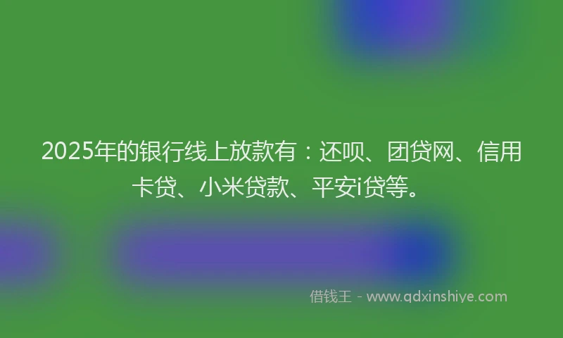 2025年的银行线上放款有:还呗、团贷网、信用卡贷、小米贷款、平安i贷等。