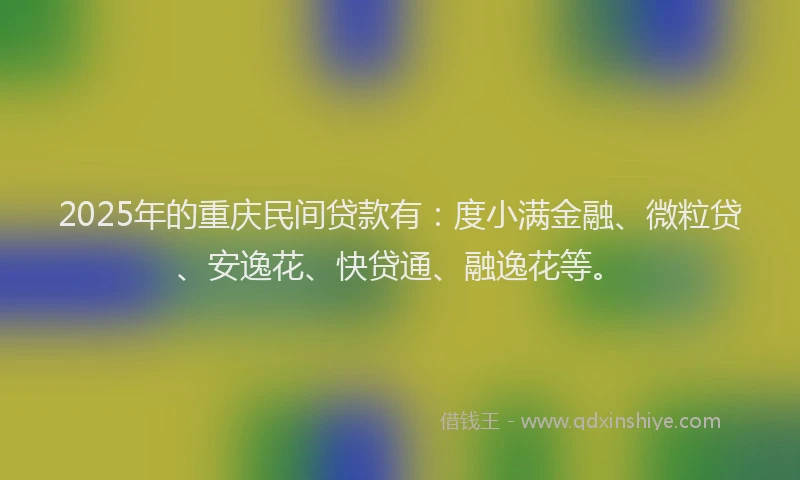 2025年的重庆民间贷款有：度小满金融、微粒贷、安逸花、快贷通、融逸花等。
