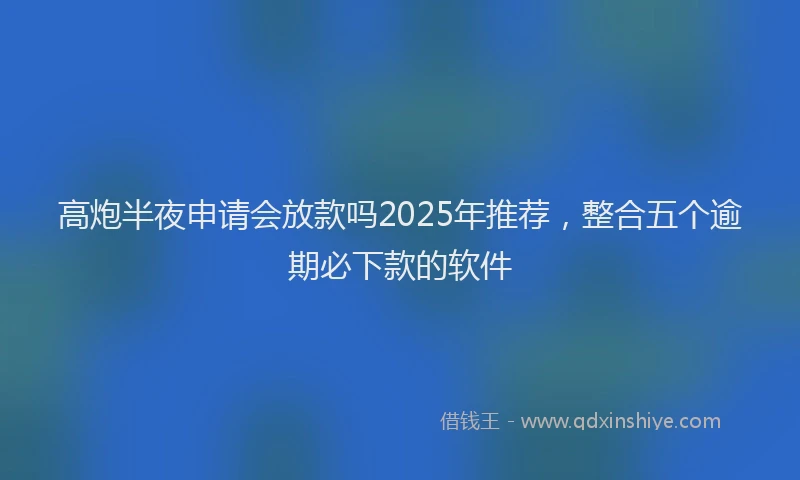 高炮半夜申请会放款吗2025年推荐，整合五个逾期必下款的软件