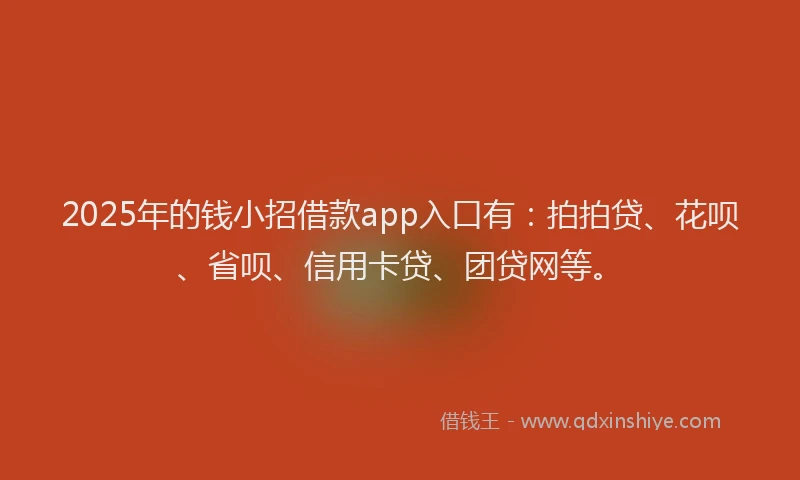 2025年的钱小招借款app入口有：拍拍贷、花呗、省呗、信用卡贷、团贷网等。
