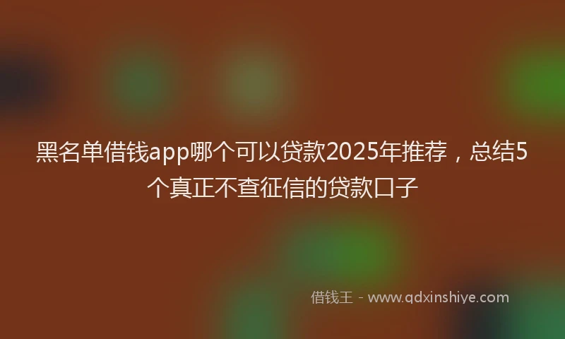黑名单借钱app哪个可以贷款2025年推荐，总结5个真正不查征信的贷款口子