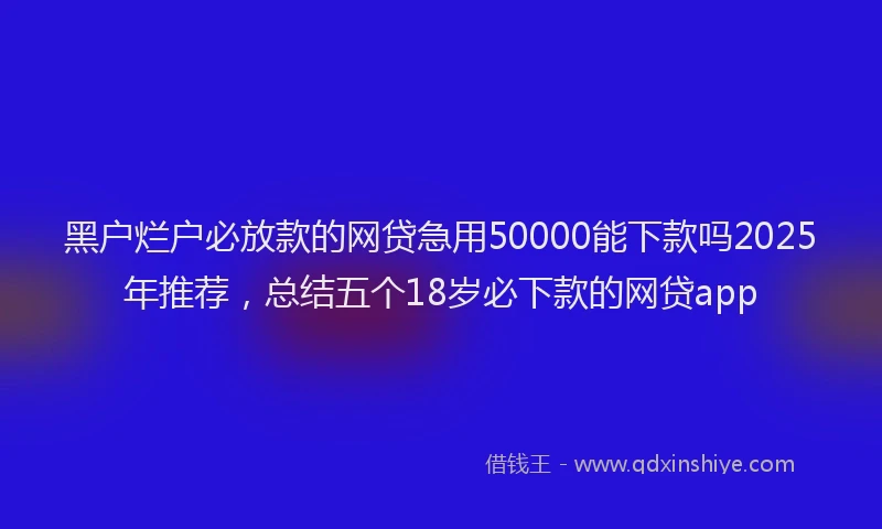黑户烂户必放款的网贷急用50000能下款吗2025年推荐，总结五个18岁必下款的网贷app