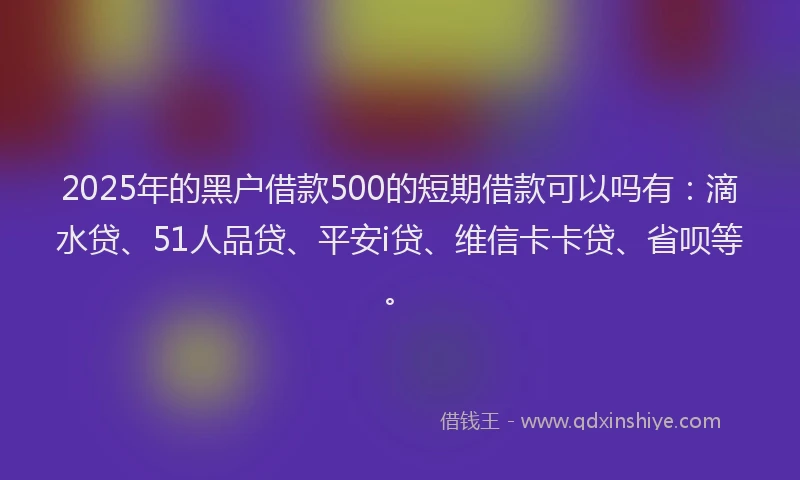 2025年的黑户借款500的短期借款可以吗有：滴水贷、51人品贷、平安i贷、维信卡卡贷、省呗等。