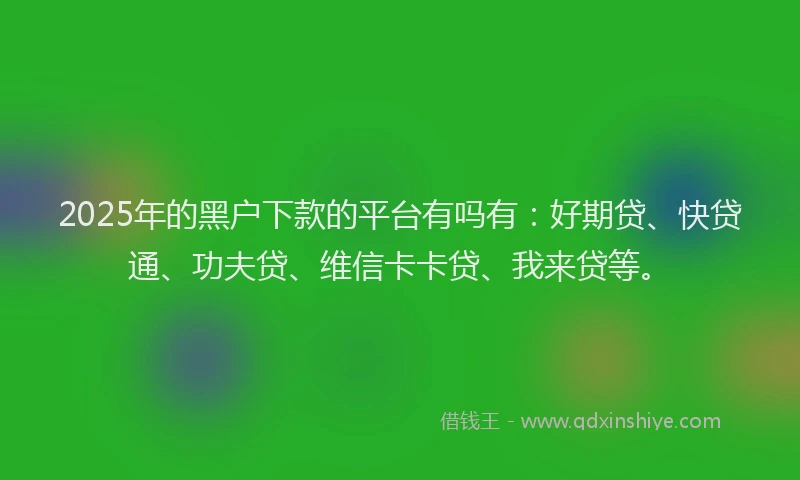 2025年的黑户下款的平台有吗有：好期贷、快贷通、功夫贷、维信卡卡贷、我来贷等。