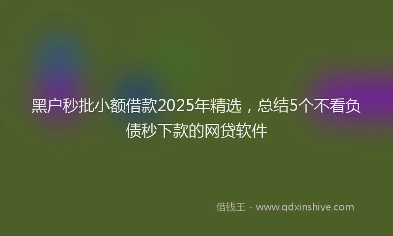 黑户秒批小额借款2025年精选，总结5个不看负债秒下款的网贷软件