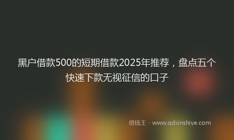 黑户借款500的短期借款2025年推荐，盘点五个快速下款无视征信的口子