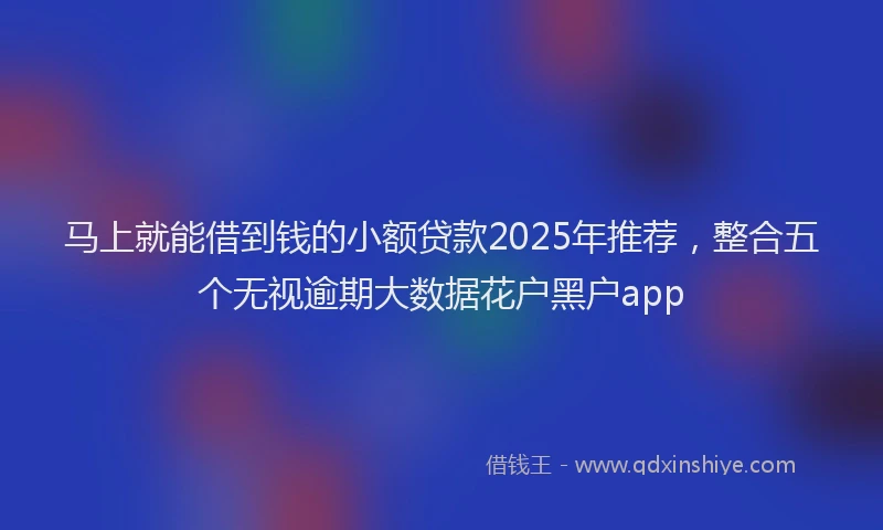 马上就能借到钱的小额贷款2025年推荐，整合五个无视逾期大数据花户黑户app