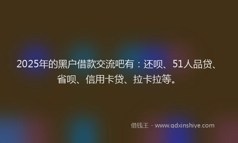 2025年的黑户借款交流吧有：还呗、51人品贷、省呗、信用卡贷、拉卡拉等。