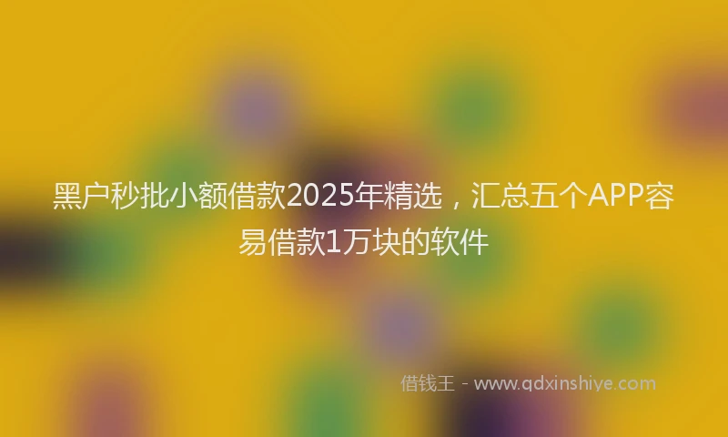黑户秒批小额借款2025年精选，汇总五个APP容易借款1万块的软件