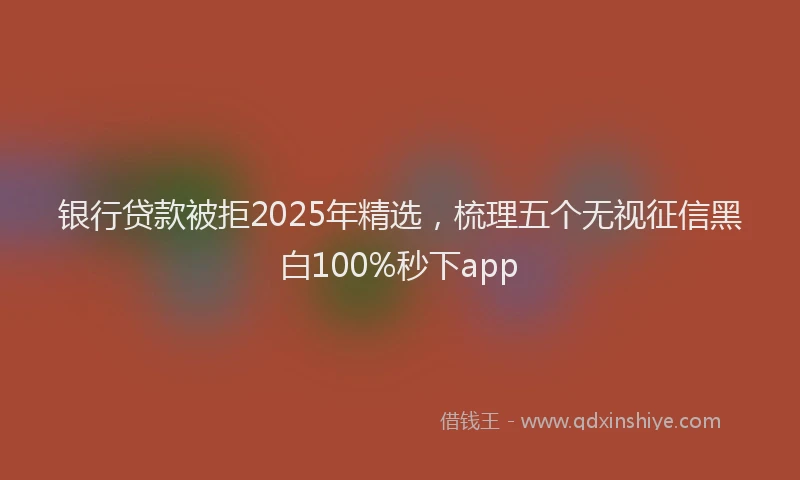银行贷款被拒2025年精选，梳理五个无视征信黑白100%秒下app