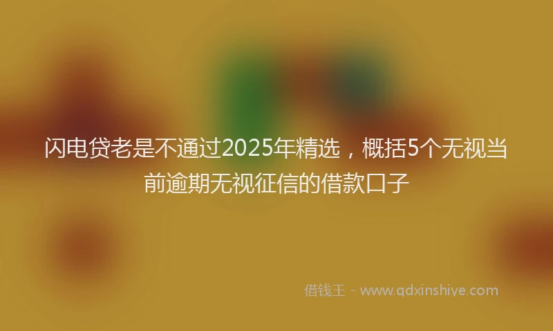 闪电贷老是不通过2025年精选，概括5个无视当前逾期无视征信的借款口子