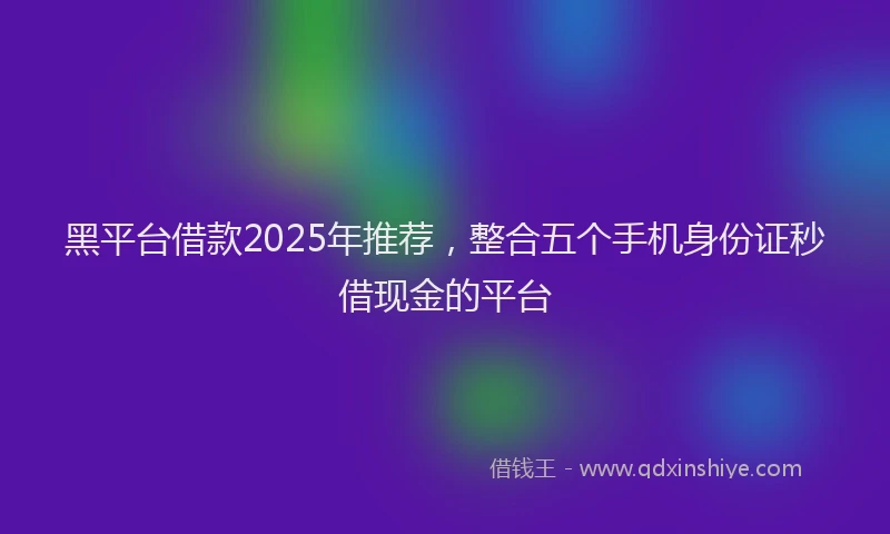 黑平台借款2025年推荐，整合五个手机身份证秒借现金的平台