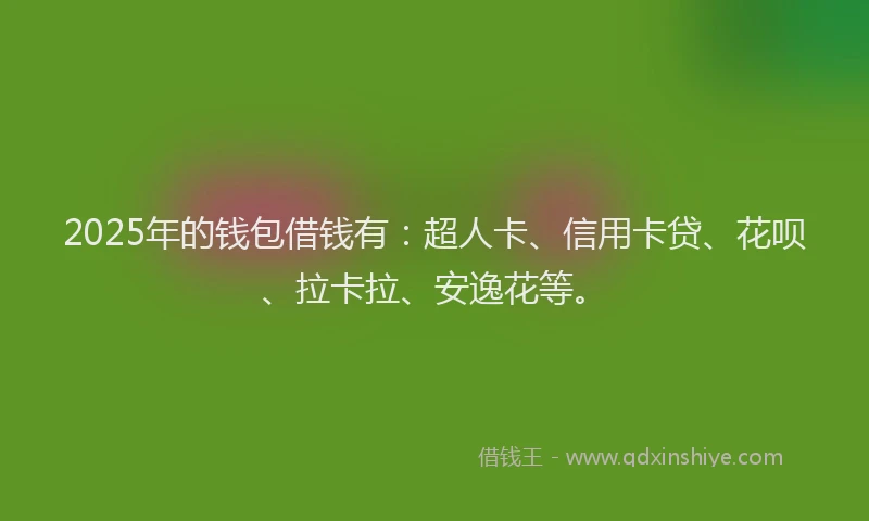 2025年的钱包借钱有：超人卡、信用卡贷、花呗、拉卡拉、安逸花等。