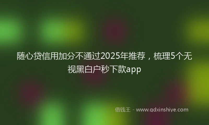 随心贷信用加分不通过2025年推荐，梳理5个无视黑白户秒下款app