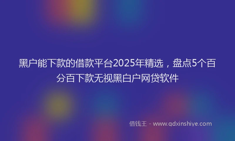 黑户能下款的借款平台2025年精选，盘点5个百分百下款无视黑白户网贷软件