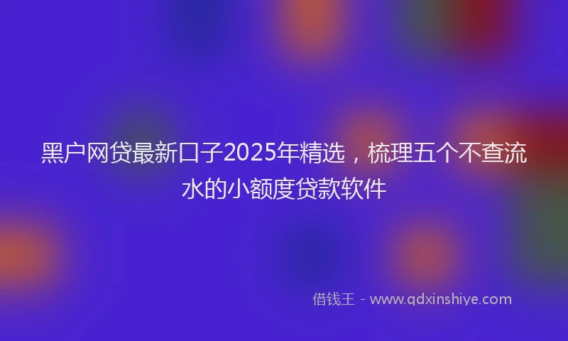 黑户网贷最新口子2025年精选，梳理五个不查流水的小额度贷款软件