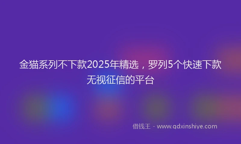 金猫系列不下款2025年精选，罗列5个快速下款无视征信的平台