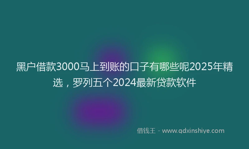 黑户借款3000马上到账的口子有哪些呢2025年精选，罗列五个2024最新贷款软件