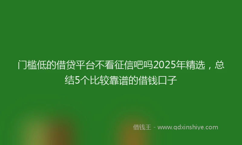 门槛低的借贷平台不看征信吧吗2025年精选，总结5个比较靠谱的借钱口子