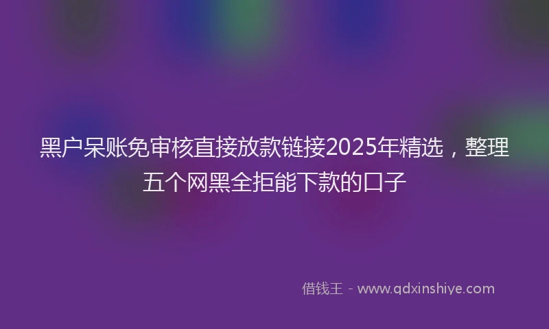 黑户呆账免审核直接放款链接2025年精选，整理五个网黑全拒能下款的口子
