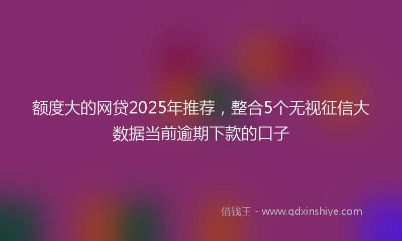 额度大的网贷2025年推荐，整合5个无视征信大数据当前逾期下款的口子