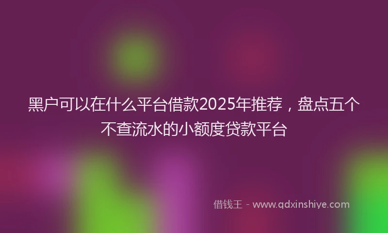 黑户可以在什么平台借款2025年推荐，盘点五个不查流水的小额度贷款平台
