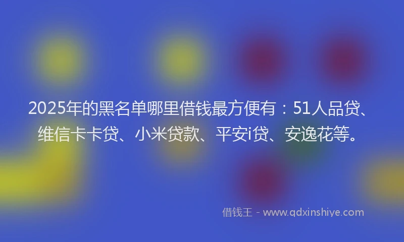 2025年的黑名单哪里借钱最方便有：51人品贷、维信卡卡贷、小米贷款、平安i贷、安逸花等。
