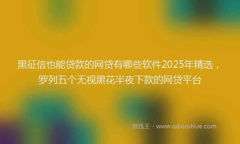 黑征信也能贷款的网贷有哪些软件2025年精选，罗列五个无视黑花半夜下款的网贷平台