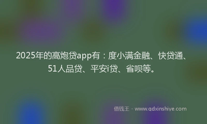 2025年的高炮贷app有：度小满金融、快贷通、51人品贷、平安i贷、省呗等。