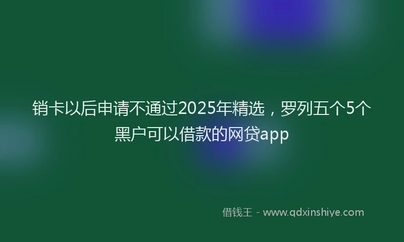 销卡以后申请不通过2025年精选，罗列五个5个黑户可以借款的网贷app