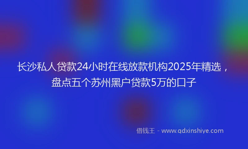 长沙私人贷款24小时在线放款机构2025年精选，盘点五个苏州黑户贷款5万的口子