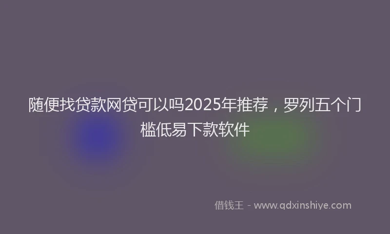 随便找贷款网贷可以吗2025年推荐，罗列五个门槛低易下款软件