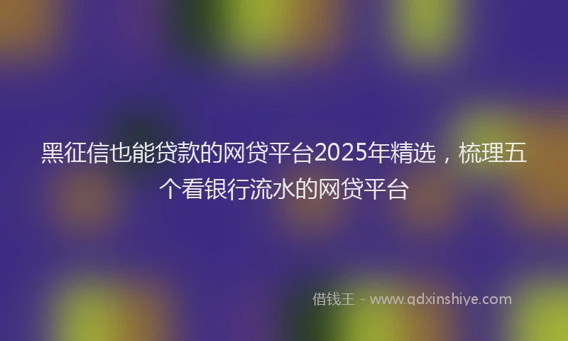 黑征信也能贷款的网贷平台2025年精选，梳理五个看银行流水的网贷平台