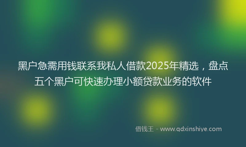 黑户急需用钱联系我私人借款2025年精选，盘点五个黑户可快速办理小额贷款业务的软件