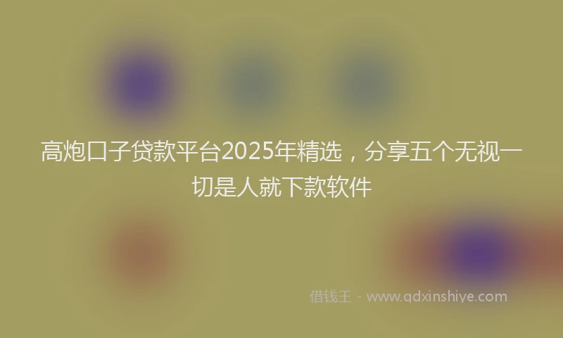 高炮口子贷款平台2025年精选，分享五个无视一切是人就下款软件