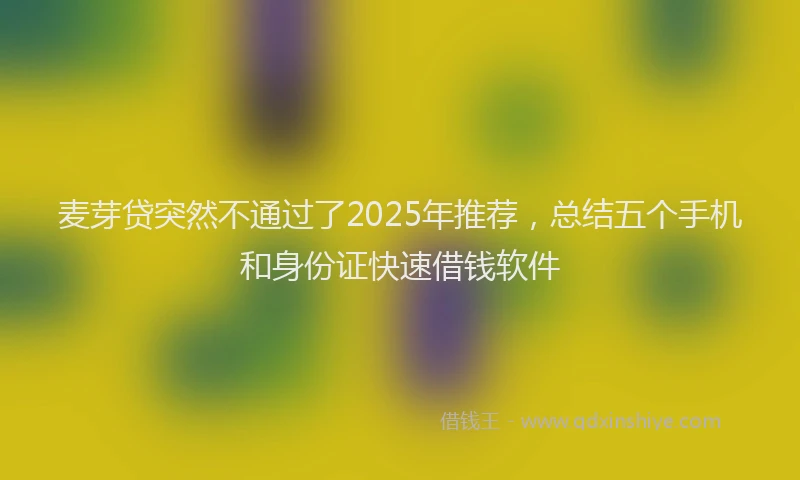 麦芽贷突然不通过了2025年推荐，总结五个手机和身份证快速借钱软件
