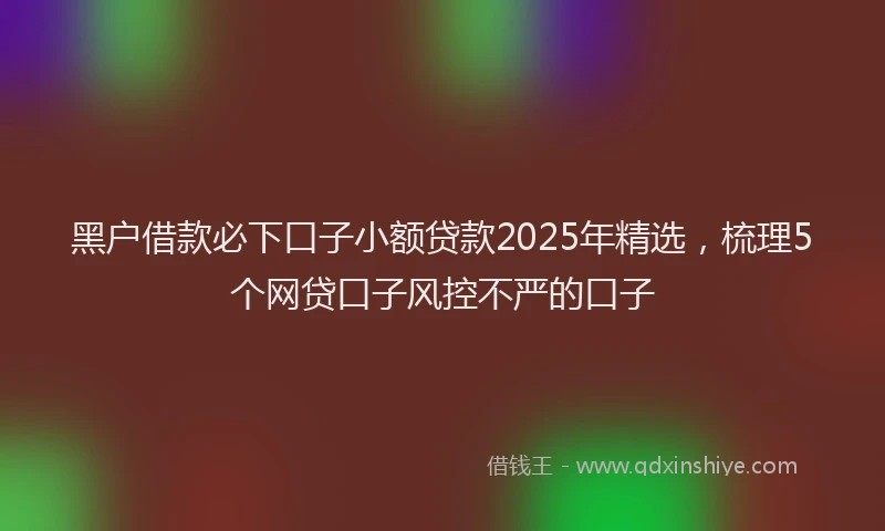 黑户借款必下口子小额贷款2025年精选，梳理5个网贷口子风控不严的口子