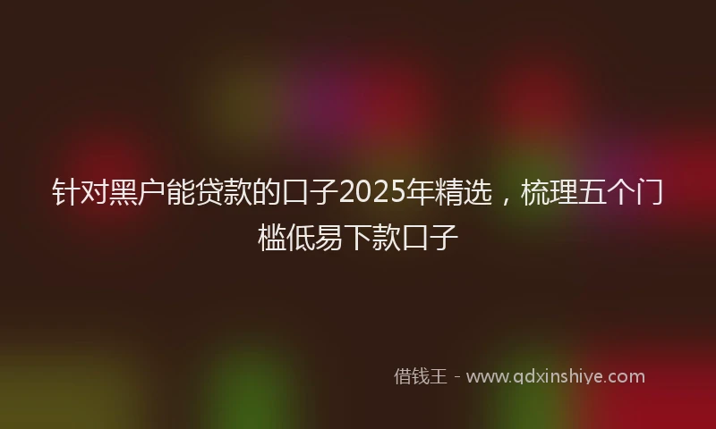 针对黑户能贷款的口子2025年精选，梳理五个门槛低易下款口子