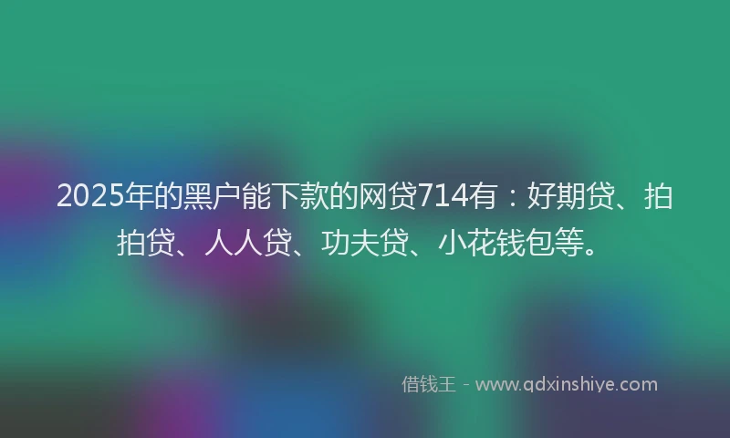 2025年的黑户能下款的网贷714有：好期贷、拍拍贷、人人贷、功夫贷、小花钱包等。