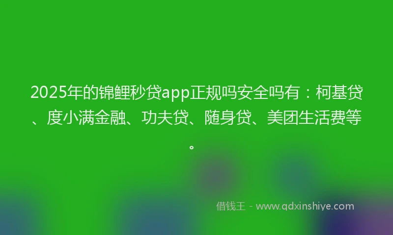 2025年的锦鲤秒贷app正规吗安全吗有：柯基贷、度小满金融、功夫贷、随身贷、美团生活费等。