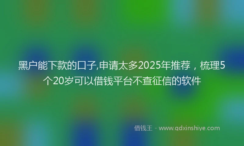 黑户能下款的口子,申请太多2025年推荐，梳理5个20岁可以借钱平台不查征信的软件