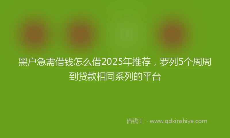 黑户急需借钱怎么借2025年推荐，罗列5个周周到贷款相同系列的平台